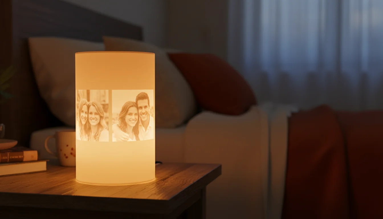 Lampă litofan personalizată cu poze de familie